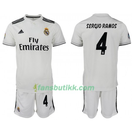 Fotballdrakt Real Madrid SERGIO RAMOS 4 Barn Hjemmetrøye 2018-2019 Kortermet